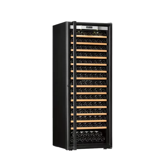 Wine cellar big capacity free-standing black with handle and black glass door