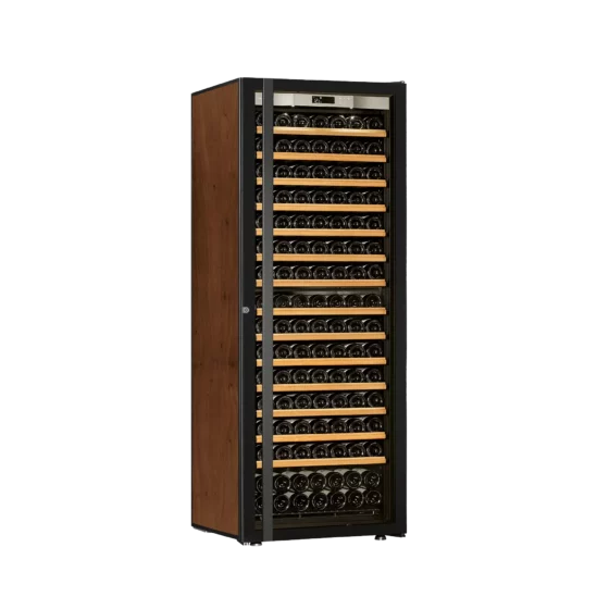 Design wine fridge big capacity free-standing tobacco with handle and black glass door