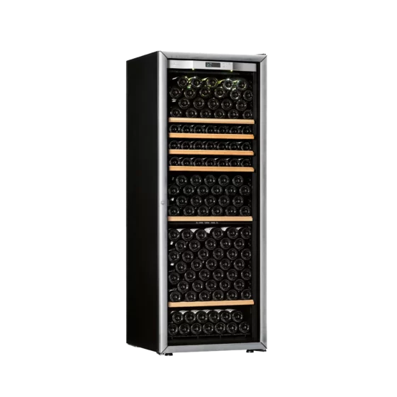 Design wine cellar big capacity free-standing black with silver glass door