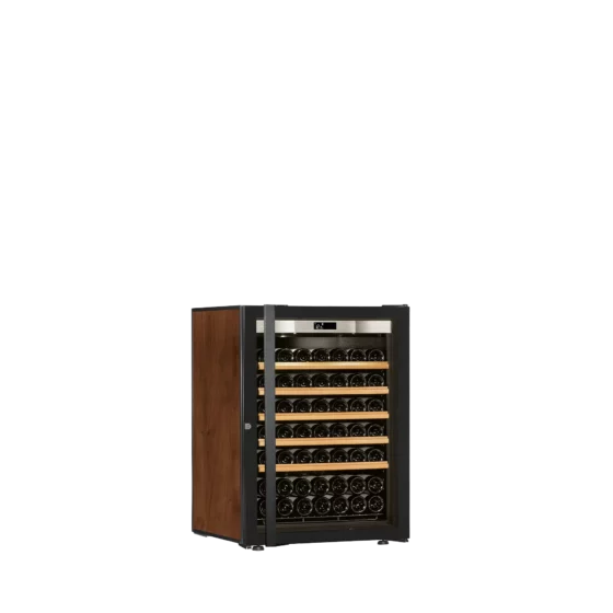 Design wine cellar small capacity free-standing black and tobacco