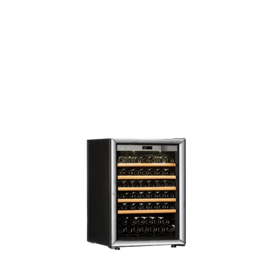 Design wine cellar small capacity free-standing black and silver