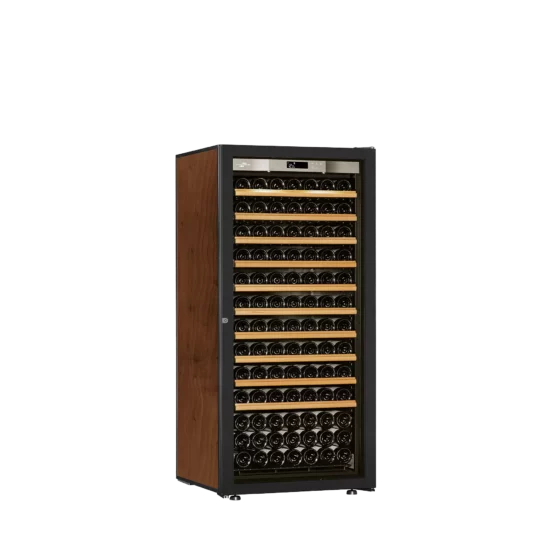 Wine fridge medium capacity black and tabacco with glass door