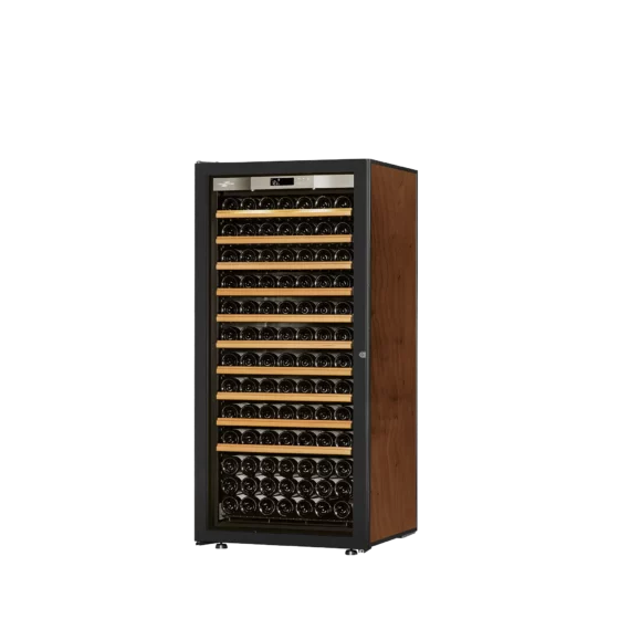 Wine fridge medium capacity black and tabacco with glass door