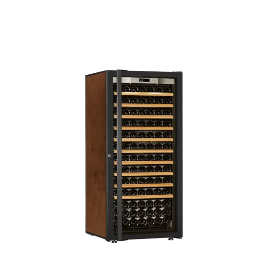 Wine fridge medium capacity black and tabacco with glass door and handle