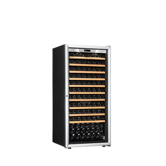 Wine fridge medium capacity black and silver with glass door