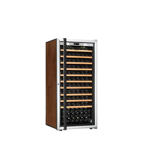 Wine fridge medium capacity tobacco and silver with glass door and handle