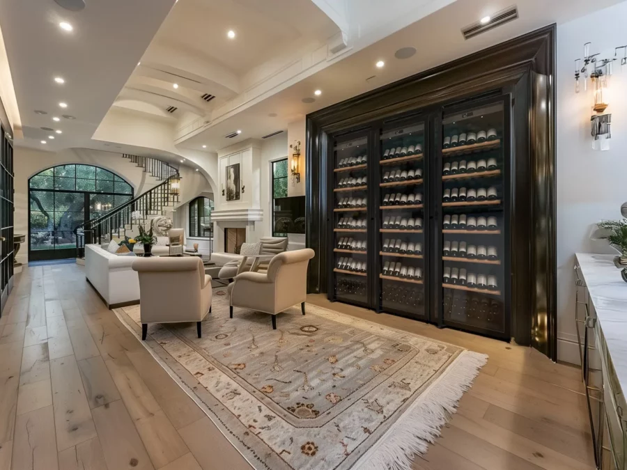 Design wine cellar with triple glass door, integretad light and big capacity