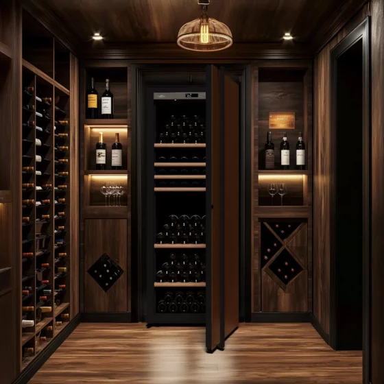 Design wine cellar tobacco big capacity built in with handle and solid door