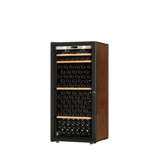 Wine cabinet black and tobacco, black framed glass door with integretad light