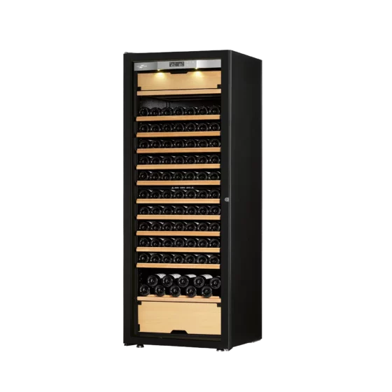 Wine cellar black with integretad light, large size with double glazed door with handle