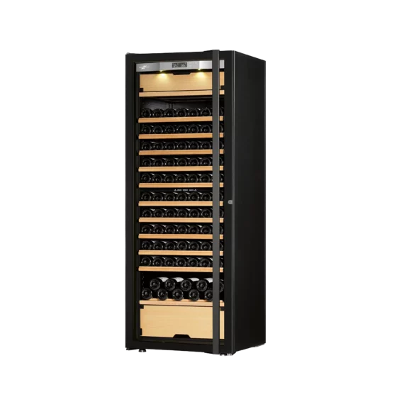 Wine cellar black with integretad light, large size with double glazed door with handle