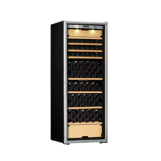 Wine cabinet with three independant zones for aging, tempering and refreshing the wines.