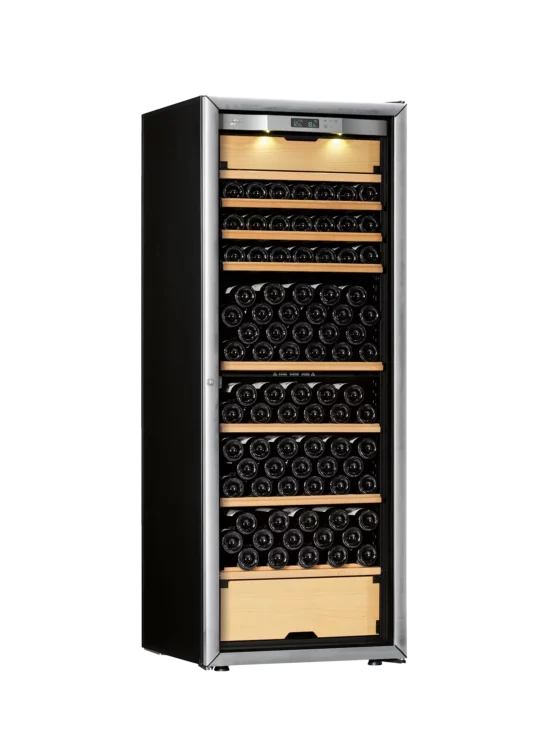 Wine cabinet with three independant zones for aging, tempering and refreshing the wines.