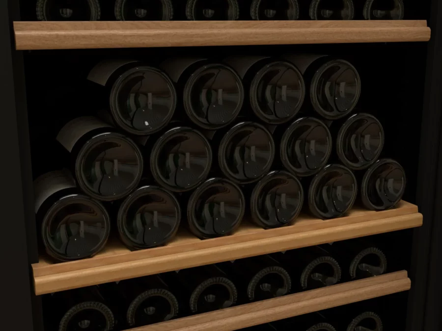 Wine cellar with storage shelf